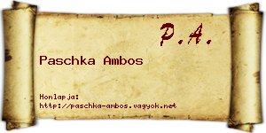 Paschka Ambos névjegykártya